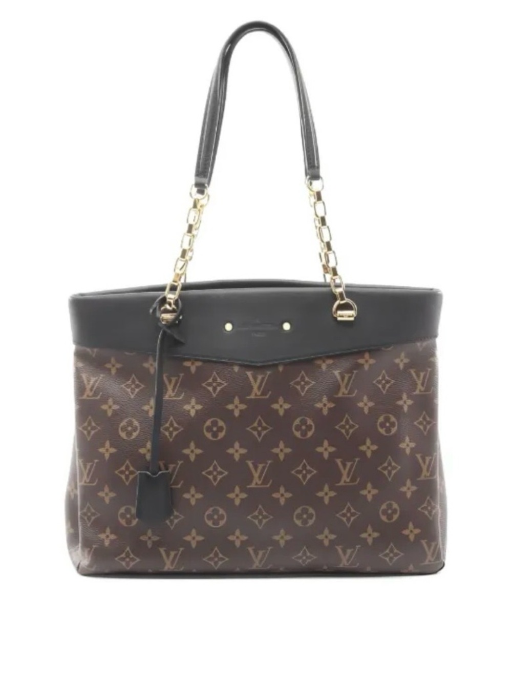 Louis Vuitton Pallas Shopper Monogram Canvas Tote with Black and Gold Hardware